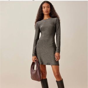 REFORMATION Riley dress silver sparkle size small